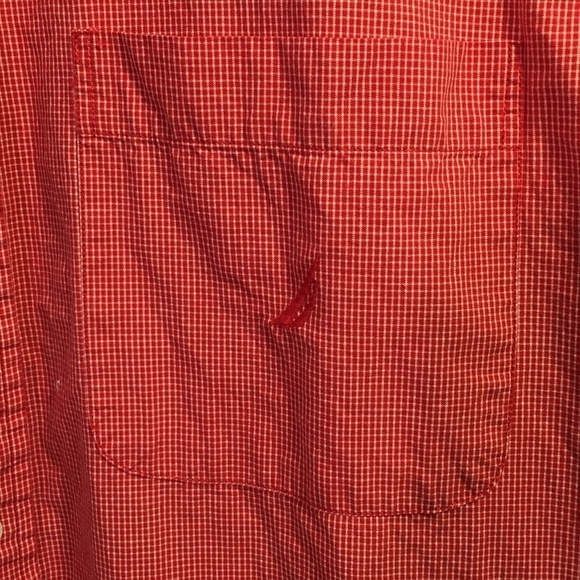 Nautica Red Check Short Sleeve Button Down. - Picture 5 of 7